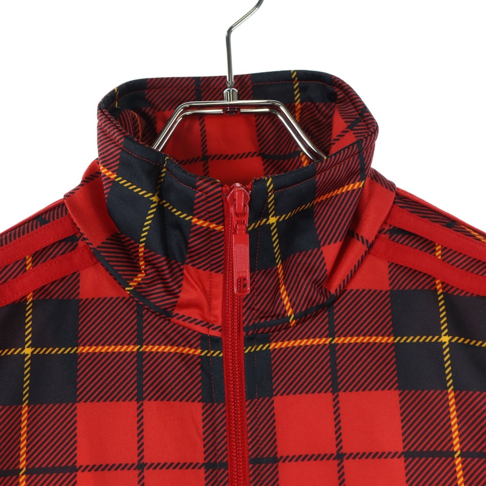 adidas(アディダス) チェック ジップアップ トラックジャケット レッド F42788