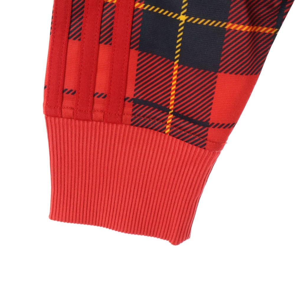 adidas(アディダス) チェック ジップアップ トラックジャケット レッド F42788