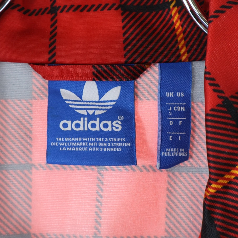 adidas(アディダス) チェック ジップアップ トラックジャケット レッド F42788