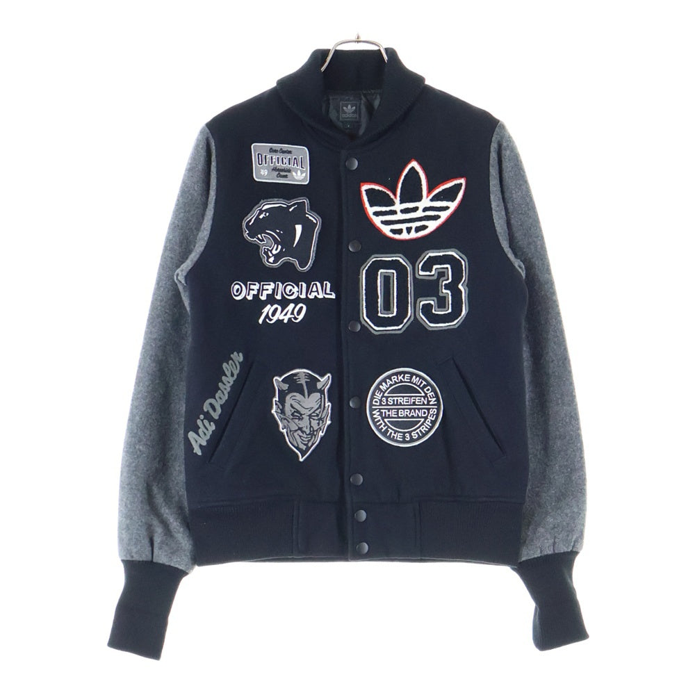 adidas(アディダス) ST STADIUM JACKET ウール ワッペン スタジアムジャケット スタジャン ブラック 018825