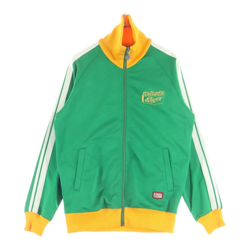 Onitsuka Tiger(オニツカタイガー) 総柄 ジップアップ トラックジャケット グリーン/イエロー OKJ080