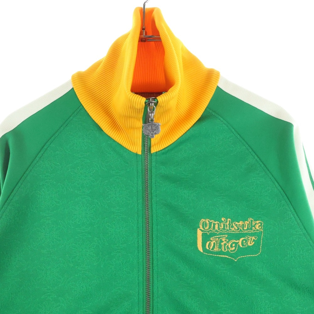 Onitsuka Tiger(オニツカタイガー) 総柄 ジップアップ トラックジャケット グリーン/イエロー OKJ080