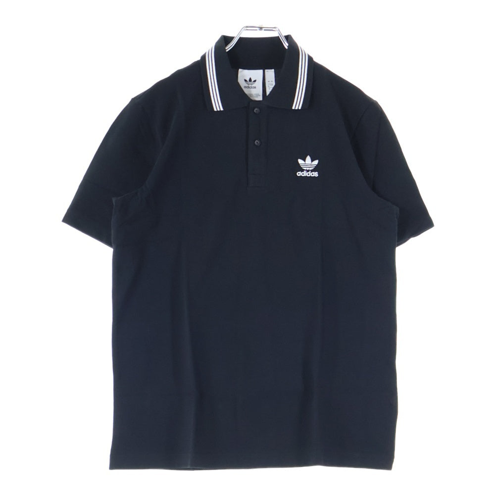 adidas(アディダス) ロゴ刺繍 半袖ポロシャツ ブラック FM9952
