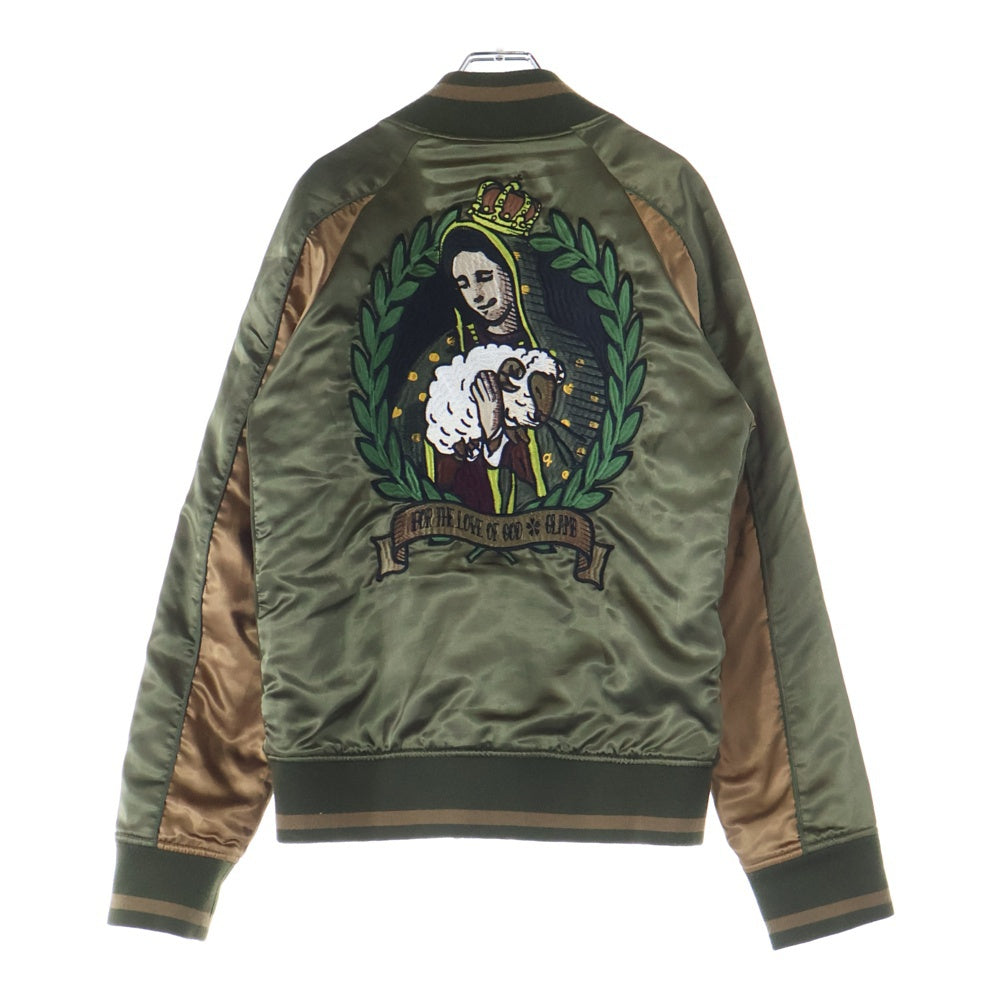 glamb(グラム) 刺繍 ジップアップ ジャケット スカジャン カーキ JKT-19