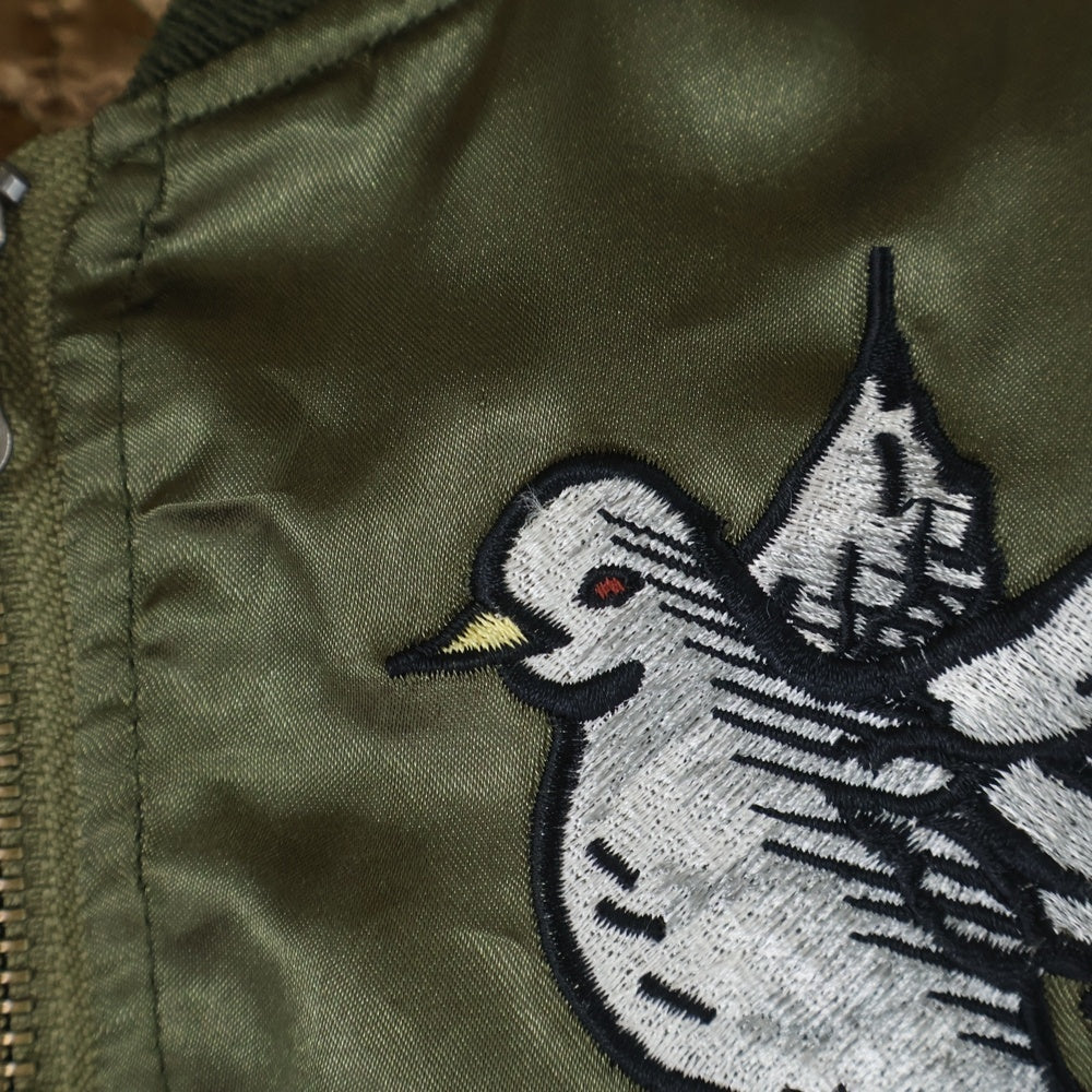 glamb(グラム) 刺繍 ジップアップ ジャケット スカジャン カーキ JKT-19