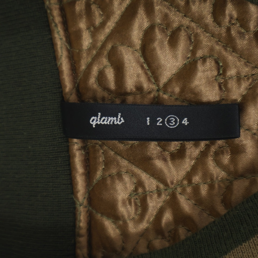 glamb(グラム) 刺繍 ジップアップ ジャケット スカジャン カーキ JKT-19