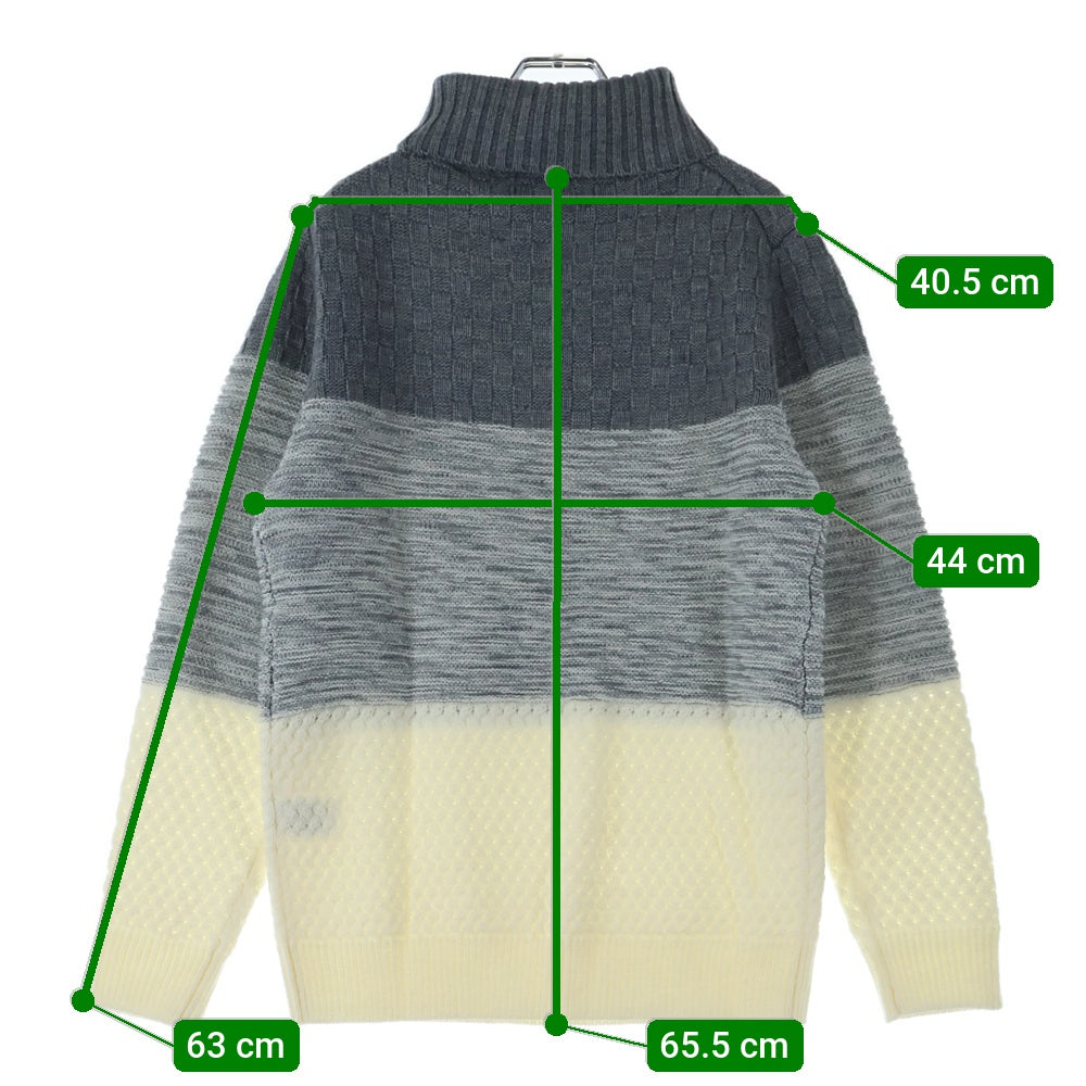 BEAMS HEART(ビームス ハート) タートルネック ニット セーター グレー/アイボリー 42-15-0147-803-15-18