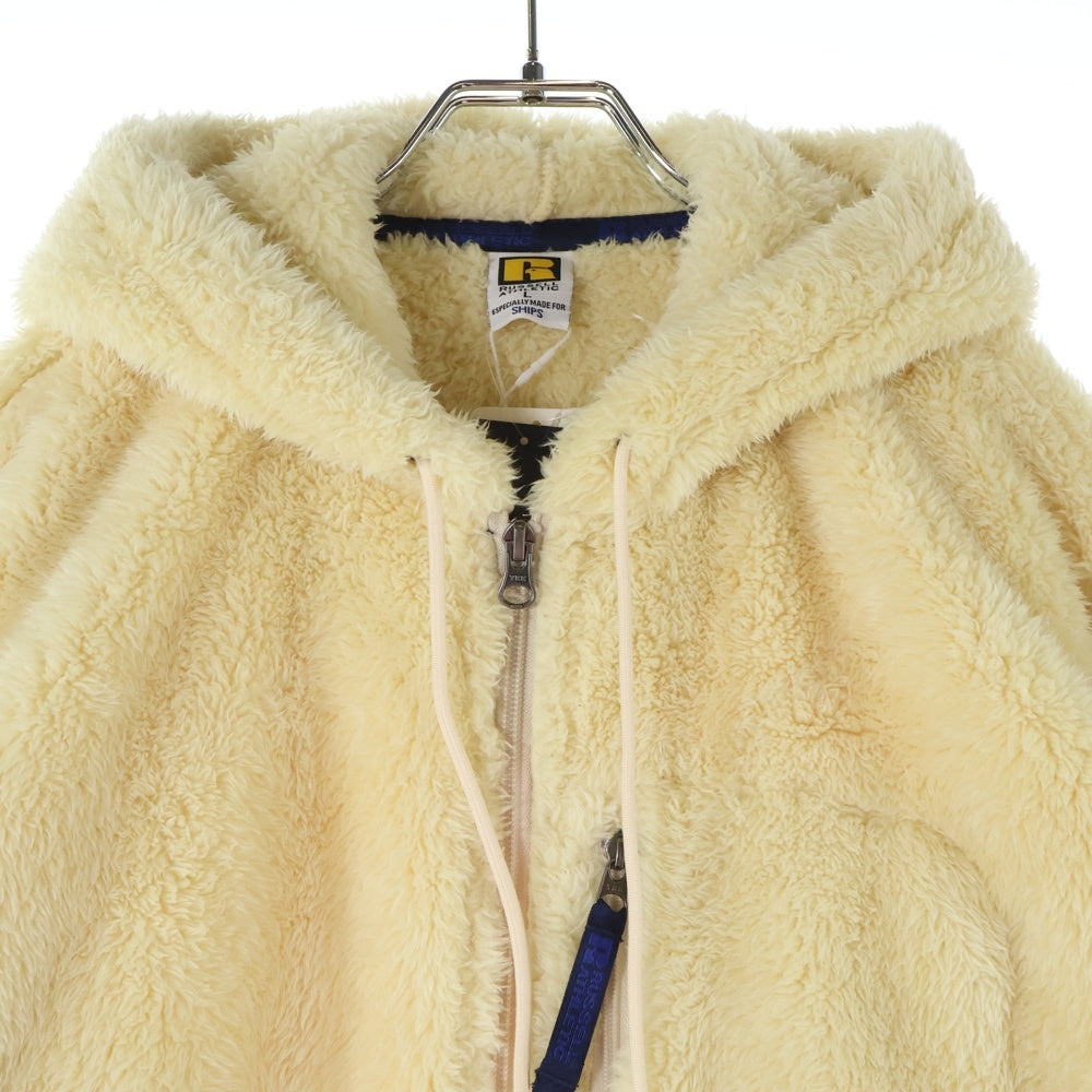 RUSSELL ATHLETIC(ラッセルアスレチック) SHIPS別注 ジップアップ ボアフーディ フリースジャケット アイボリー RC-19290SH