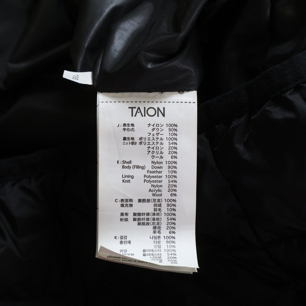 TAION(タイオン) ×NUMBER (N)INE ナンバーナイン ジップアップ ライトダウンジャケット ブラック