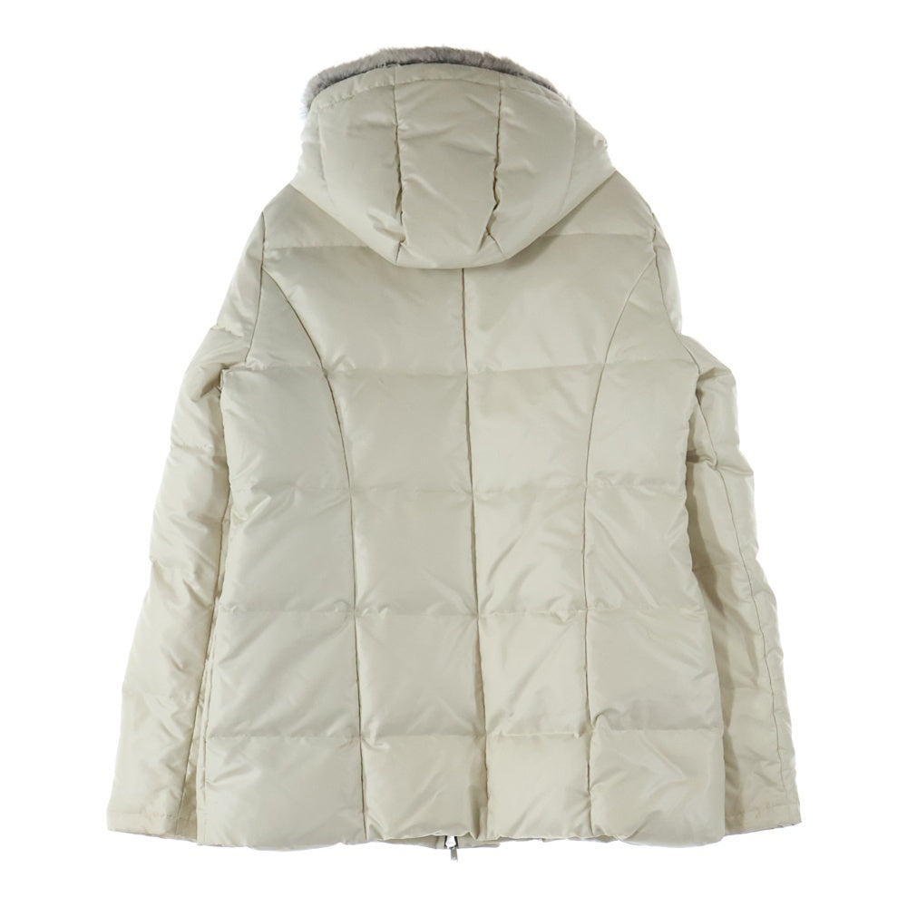 glamb(グラム) ラビットファー ジップアップ ダウンジャケット アイボリー GB09AT