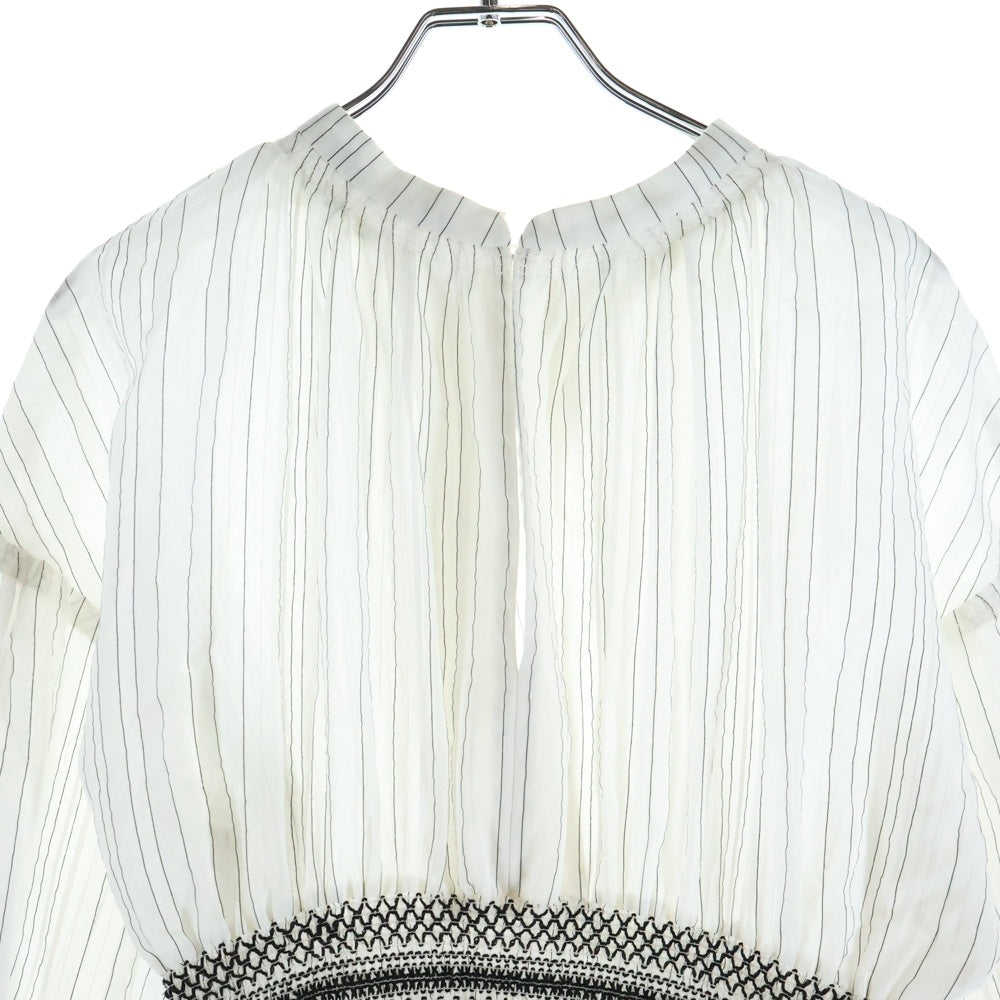 CLANE(クラネ) スモッキング ストライプ ワンピース 16122ー4012 レディース ホワイト