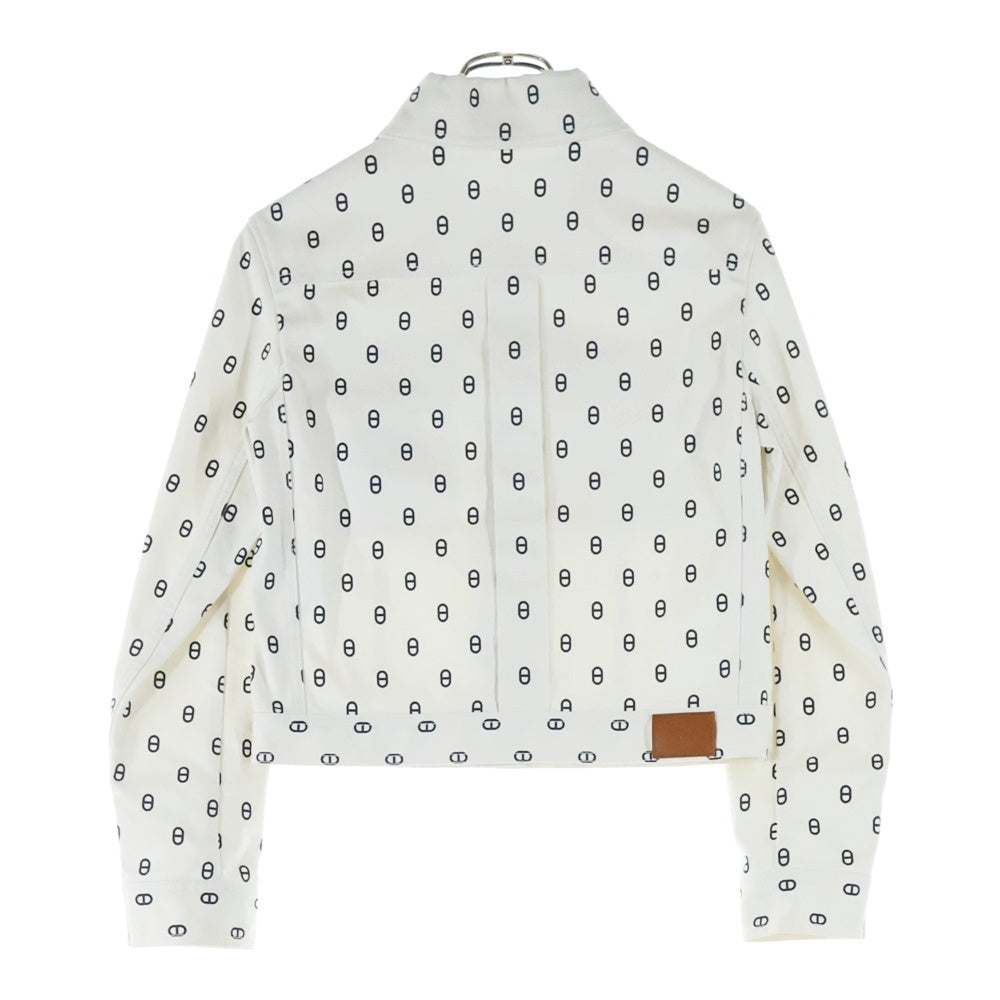 HERMES(エルメス) 23SS Chaine d'Ancre Denim Jacket シェーヌダンクル全面プリント デニムジャケット ホワイト レディース