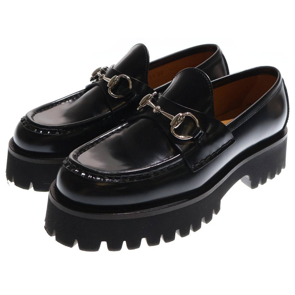 GUCCI(グッチ) ホースビット レザー 厚底 ローファー ブラック レディース 764211
