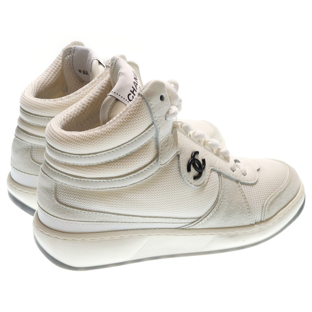 CHANEL(シャネル) ココマーク ファブリック レザー ハイカットスニーカー ホワイト レディース G38804