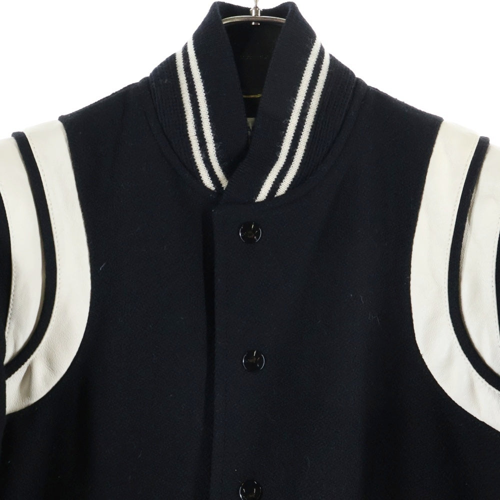 SAINT LAURENT PARIS(サンローランパリ) TEDDY JKT テディジャケット レザートリムスタジャン ブルゾン ブラック レディース 376283 YYD80