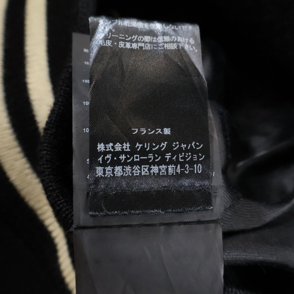 SAINT LAURENT PARIS(サンローランパリ) TEDDY JKT テディジャケット レザートリムスタジャン ブルゾン ブラック レディース 376283 YYD80