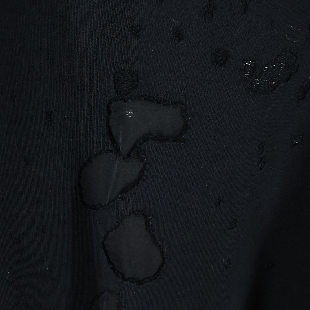 GIVENCHY(ジバンシィ) Tonal Logo Destroyed Hoody BMJ04P3Y42 ロゴプリント デストロイ加工 プルオーバーパーカー フーディ ブラック