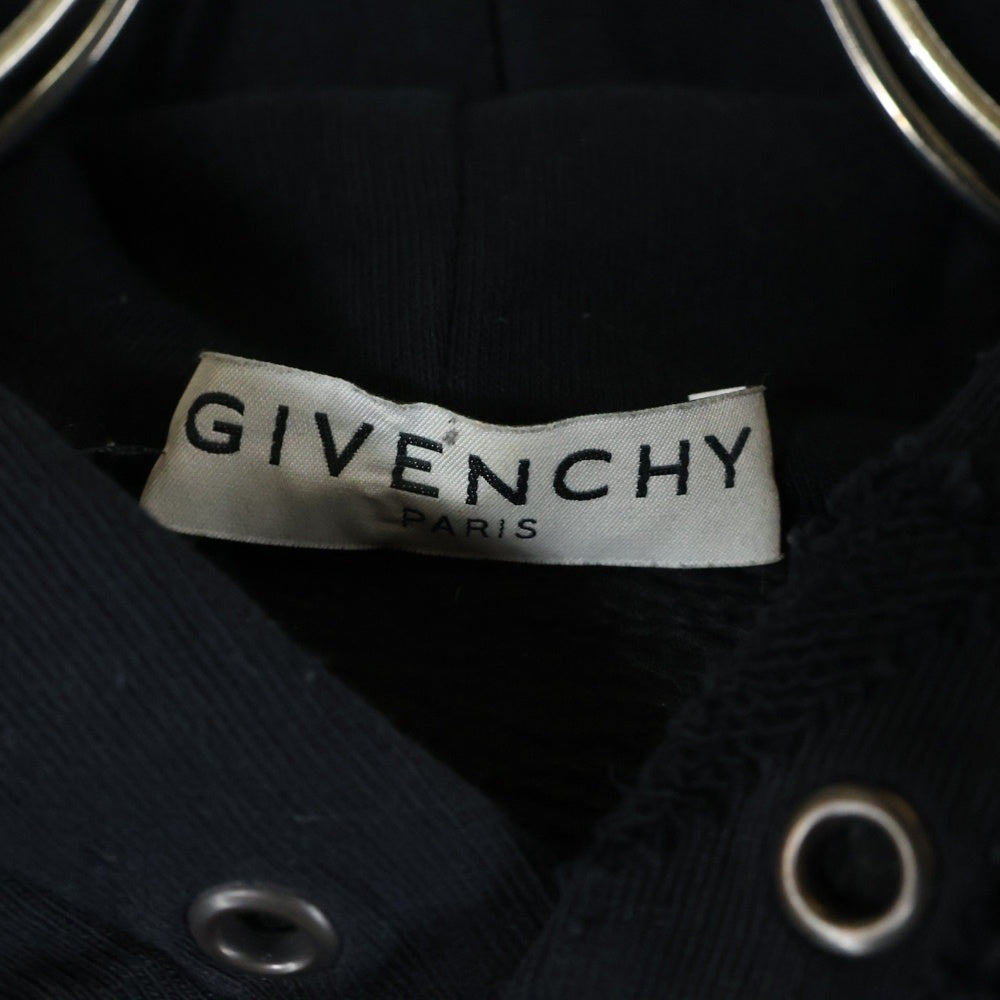 GIVENCHY(ジバンシィ) Tonal Logo Destroyed Hoody BMJ04P3Y42 ロゴプリント デストロイ加工 プルオーバーパーカー フーディ ブラック