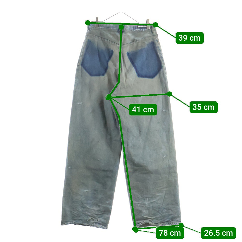 BALENCIAGA(バレンシアガ) 23AW PATCHED POCKET BAGGY JEANS 751111 ダメージ加工 バギーデニムパンツ インディゴ