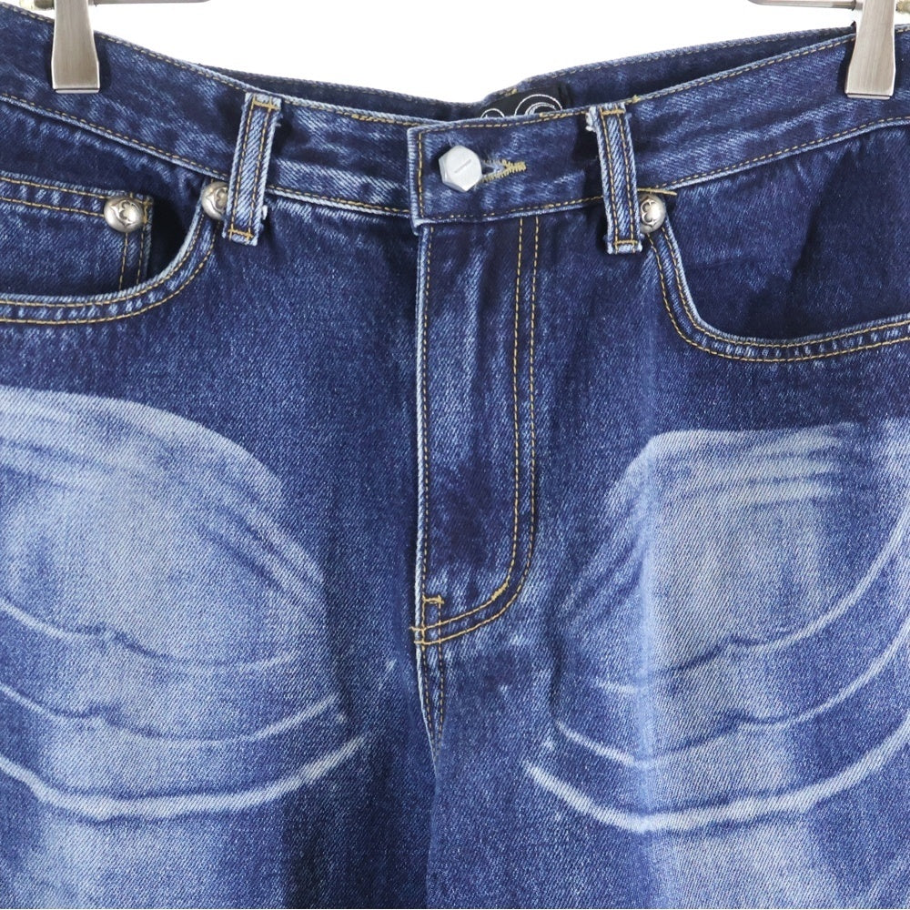 THUG CLUB(サグクラブ) 両面プリント デニムパンツ インディゴ