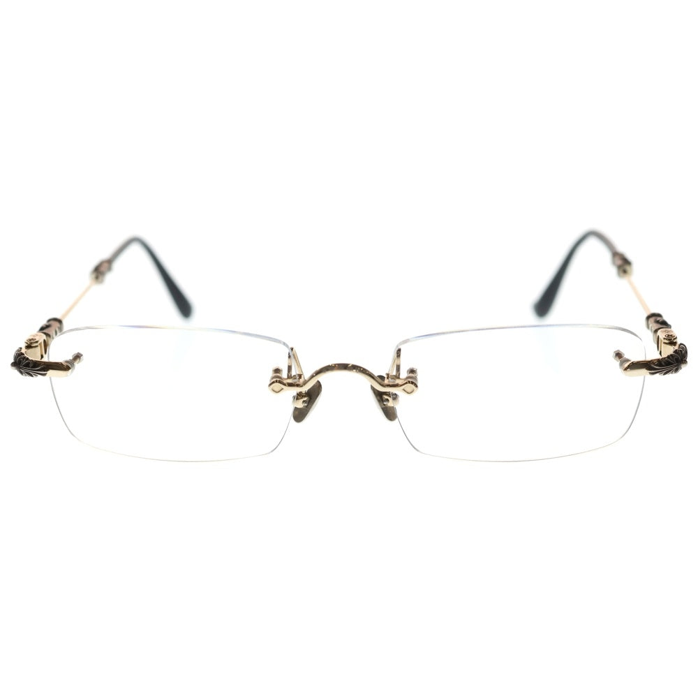 CHROME HEARTS(クロムハーツ) PILLS III フローラルクロスリムレスサングラス ゴールド