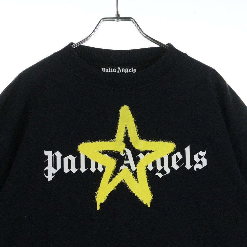 Palm Angels(パームエンジェルス) STAR SPRAYED T-SHIRT PMAA001C99JER024 ロゴプリント 半袖Tシャツ カットソー ブラック