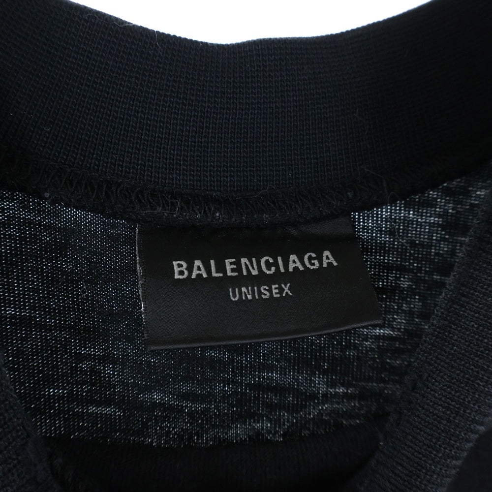 BALENCIAGA(バレンシアガ) 24SS PARIS MOON Double Front 791615 TQVY2 USED加工 パリ ムーン オーバーサイズ半袖Tシャツ カットソー ブラック