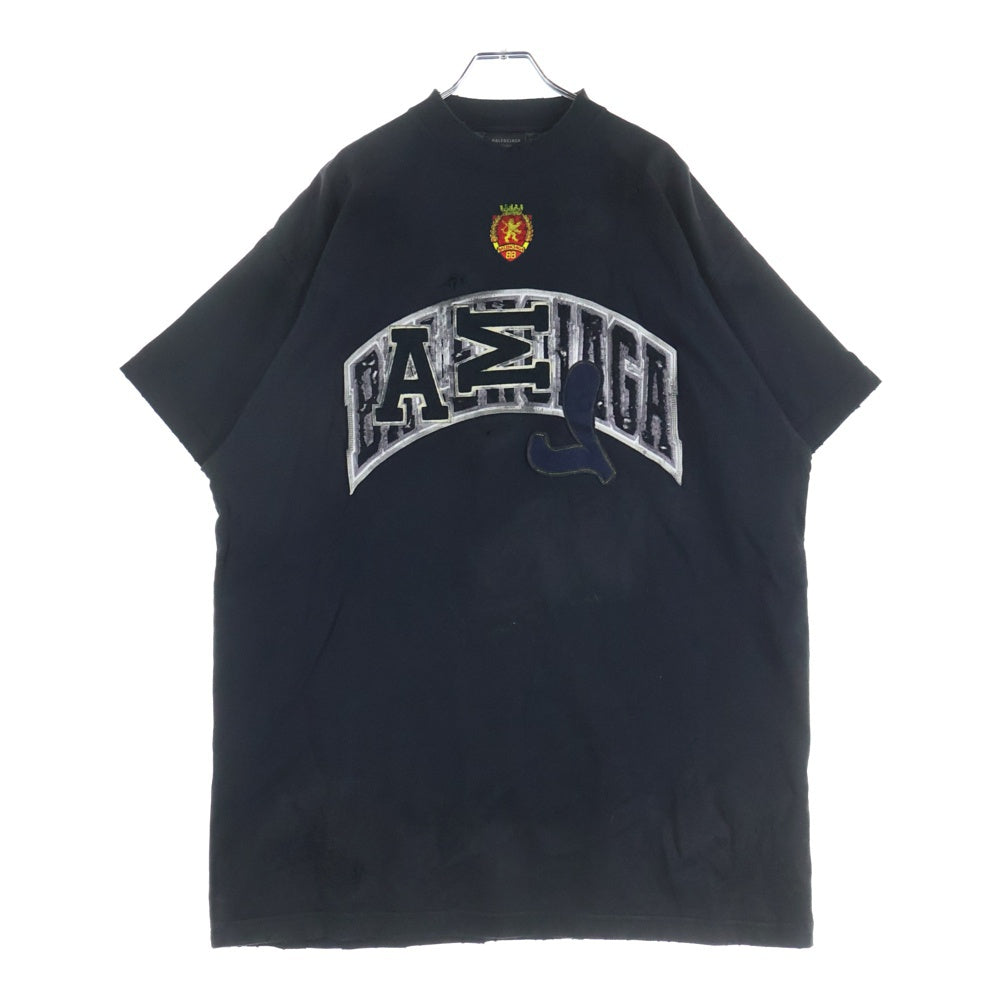 BALENCIAGA(バレンシアガ) 23AW Off Shore Oversized T-shirt 739028 TPVM8 ヴィンテージ加工 オーバーサイズド 半袖Tシャツ カットソー チャコールグレー