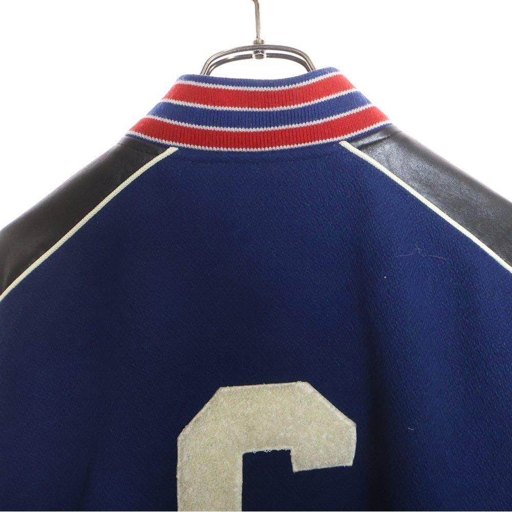 CELINE(セリーヌ) 22SS Classic Wool Teddy Jacket Cワッペンロゴ クラシックウール テディジャケット ブルー/ホワイト 2V56D896C