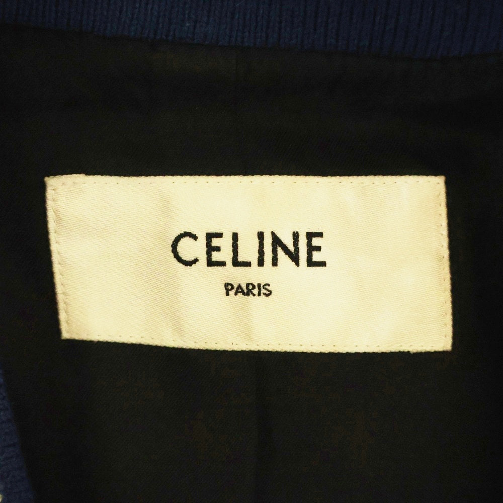 CELINE(セリーヌ) 22SS Classic Wool Teddy Jacket Cワッペンロゴ クラシックウール テディジャケット ブルー/ホワイト 2V56D896C