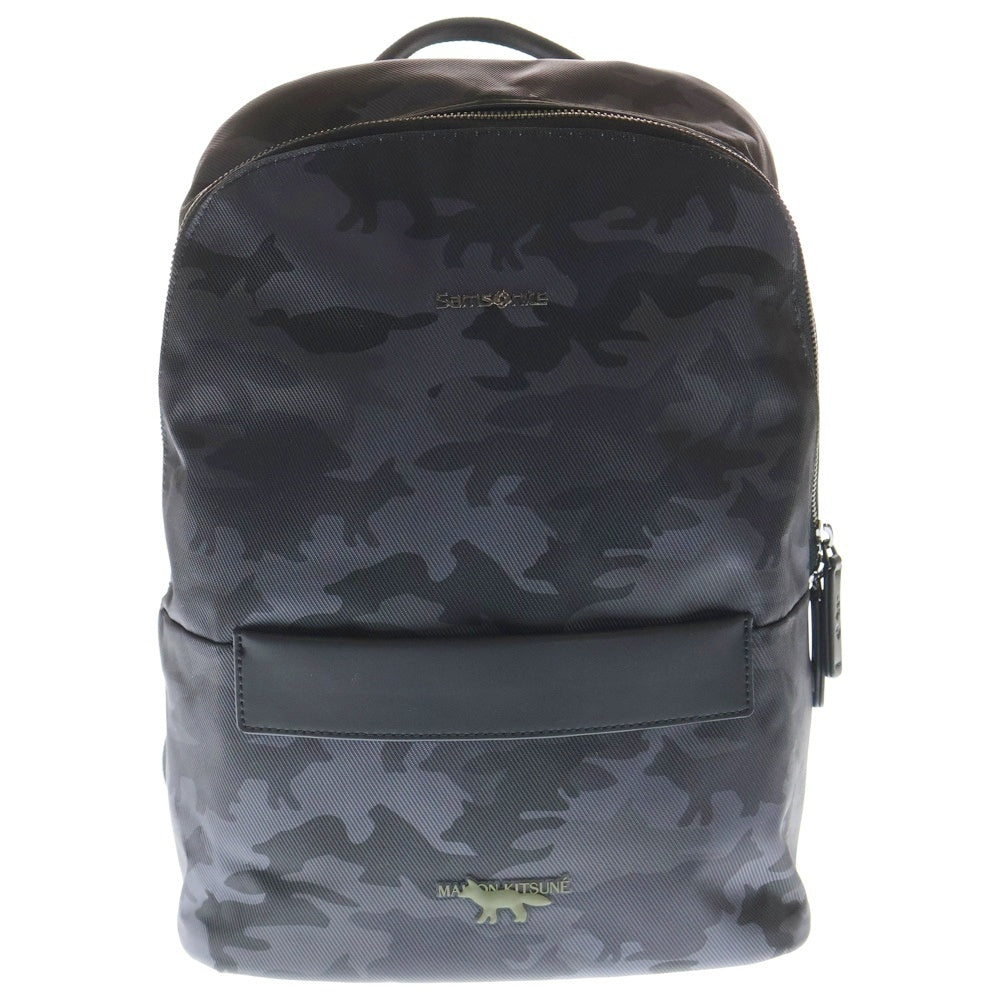 MAISON KITSUNE(メゾンキツネ) ×Samsonite Camo Backpack QT0099007 ×サムソナイト カモ柄 バックパック リュック ブラック