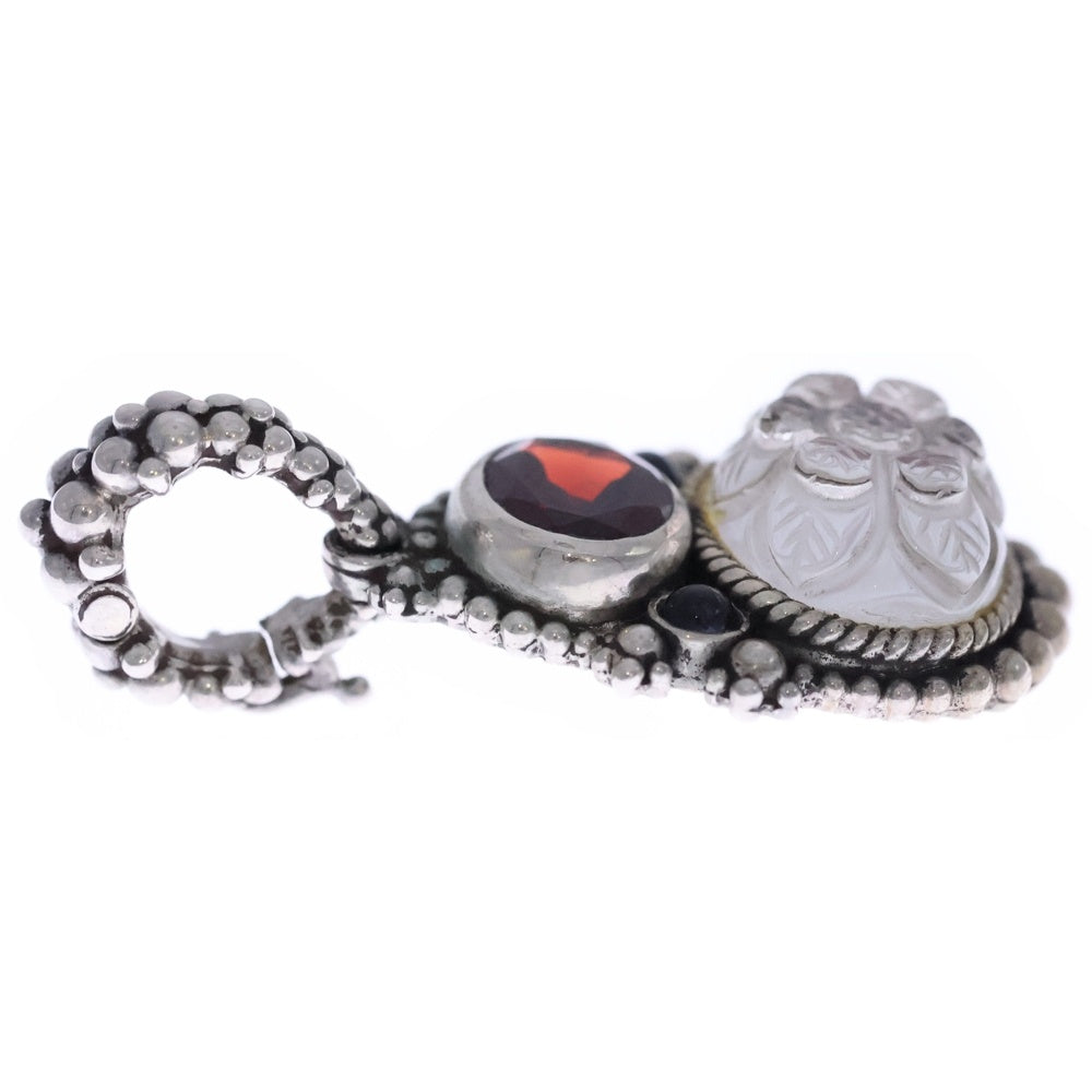 STEPHEN DWECK(スティーブン デュエック) フラワーモチーフ クオーツストーン ネックレス ペンダントトップ シルバー/レッド レディース