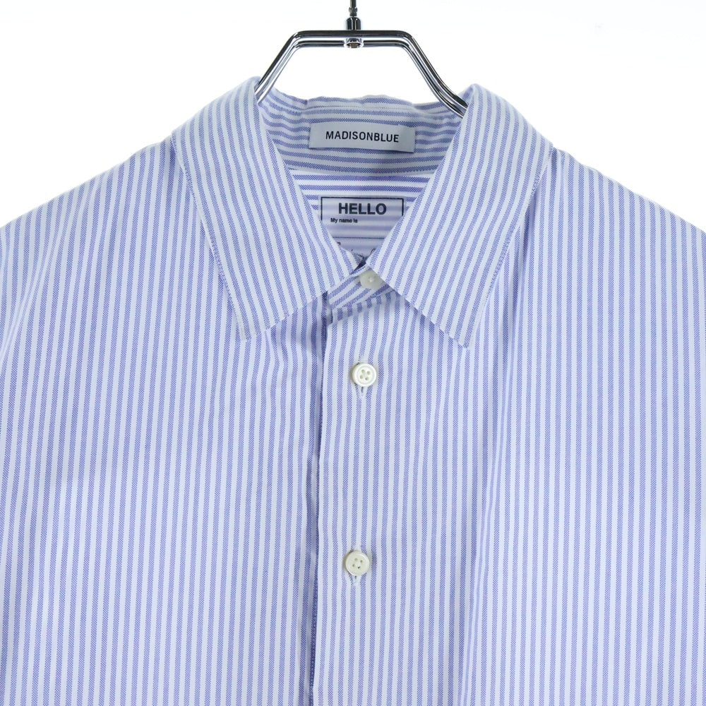 MADISONBLUE(マディソンブルー) 刺繍 ストライプ 長袖シャツ ブルー/ホワイト レディース MB201-4032
