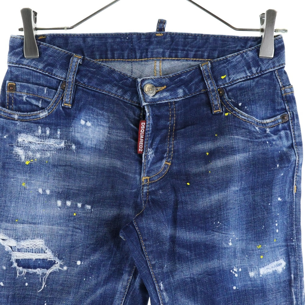 DSQUARED2(ディースクエアード) 19SS Jennifer Crop ジェニファー クロップ ダメージ加工 デニムパンツ インディゴ レディース S72LB0206