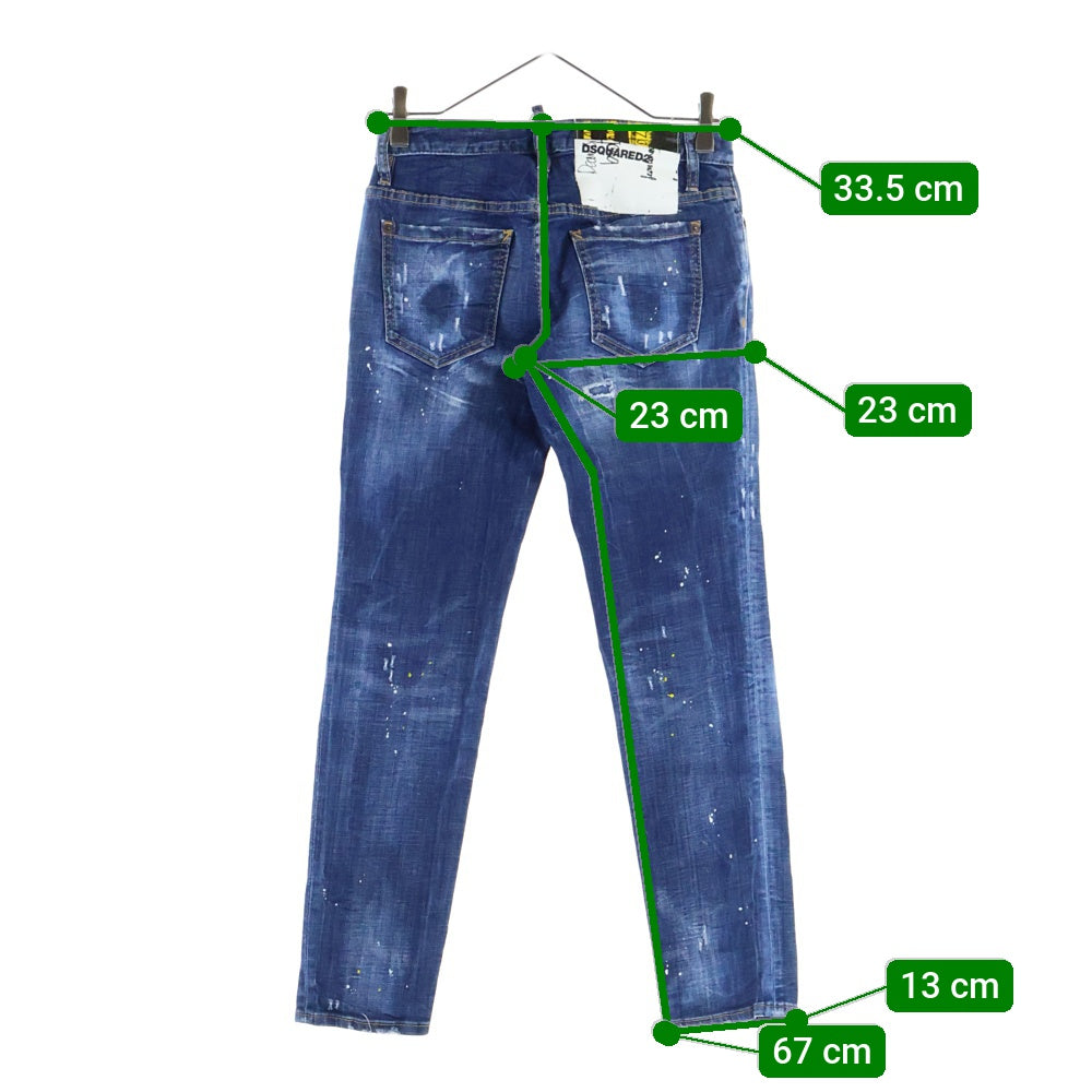 DSQUARED2(ディースクエアード) 19SS Jennifer Crop ジェニファー クロップ ダメージ加工 デニムパンツ インディゴ レディース S72LB0206