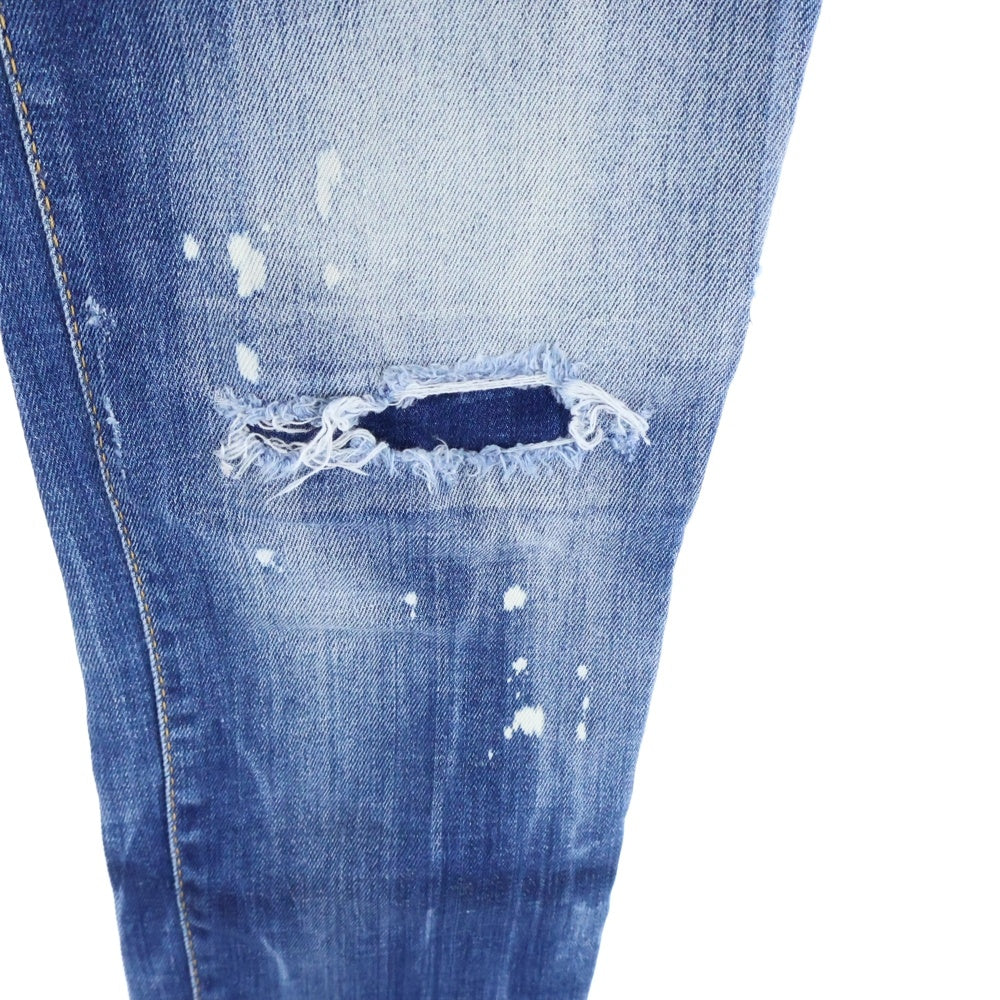 DSQUARED2(ディースクエアード) 20AW Jennifer Jean ジェニファージーンズ スキニー デニムパンツ ロゴ刺繍 ダメージ加工 レディース インディゴ S72LB0353