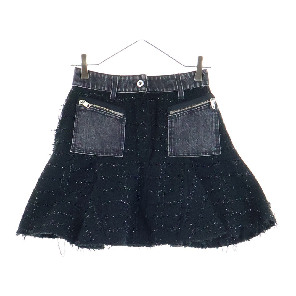 DIESEL(ディーゼル) 切り替えデニム ブークレニット ラメ ミニスカート レディース ブラック DIE-L-S-D4-061