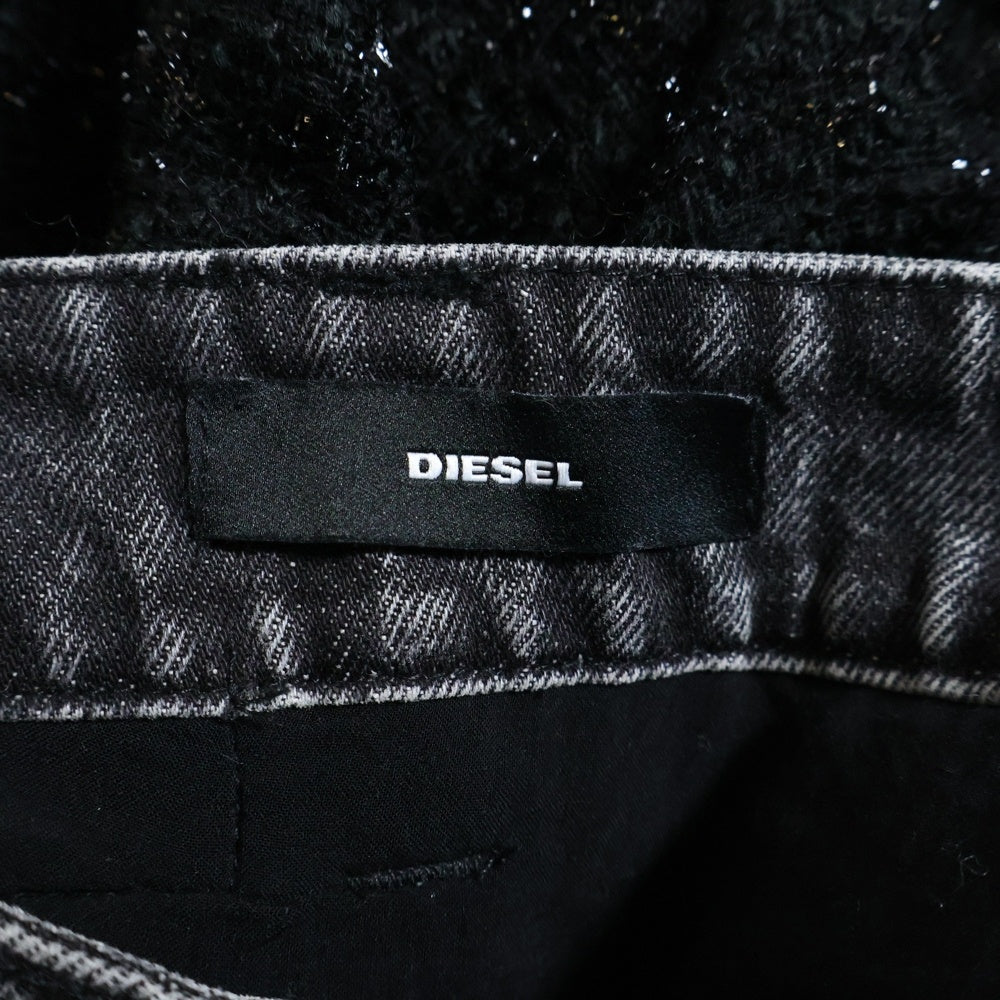 DIESEL(ディーゼル) 切り替えデニム ブークレニット ラメ ミニスカート レディース ブラック DIE-L-S-D4-061