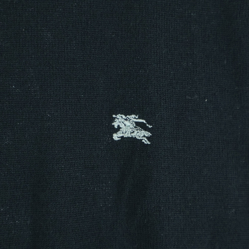 BURBERRY BLUE LABEL(バーバリーブルーレーベル) 刺繍 クルーネック 半袖セーター ブラック レディース FBF18-565-65
