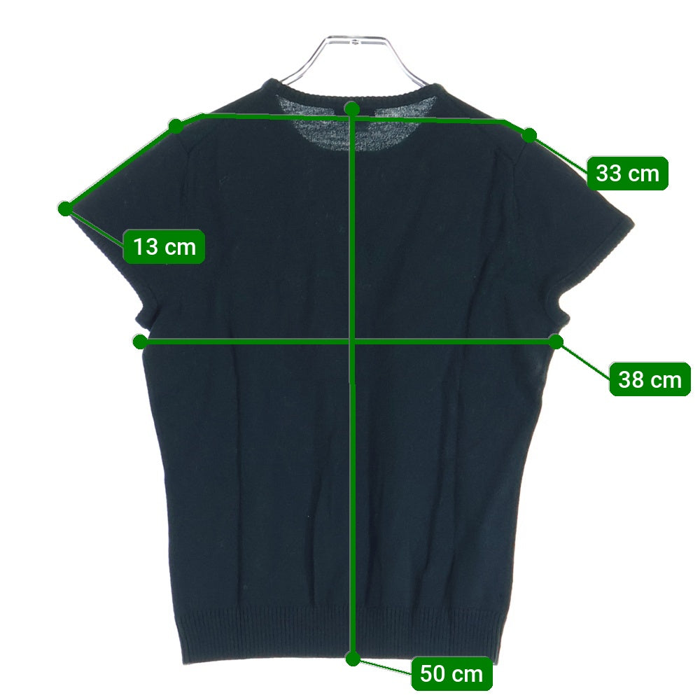 BURBERRY BLUE LABEL(バーバリーブルーレーベル) 刺繍 クルーネック 半袖セーター ブラック レディース FBF18-565-65