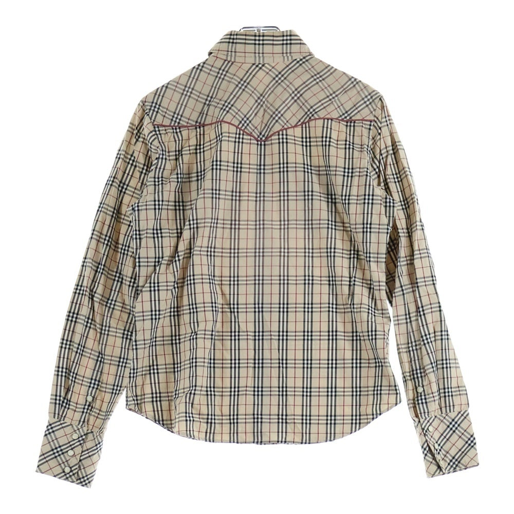 BURBERRY BLUE LABEL(バーバリーブルーレーベル) 刺繍 チェック 長袖シャツ ベージュ レディース FE575-536-43