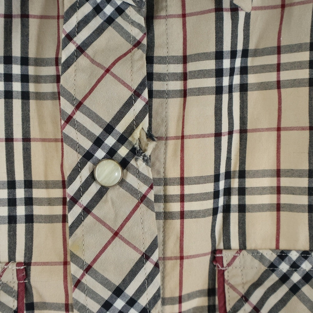 BURBERRY BLUE LABEL(バーバリーブルーレーベル) 刺繍 チェック 長袖シャツ ベージュ レディース FE575-536-43