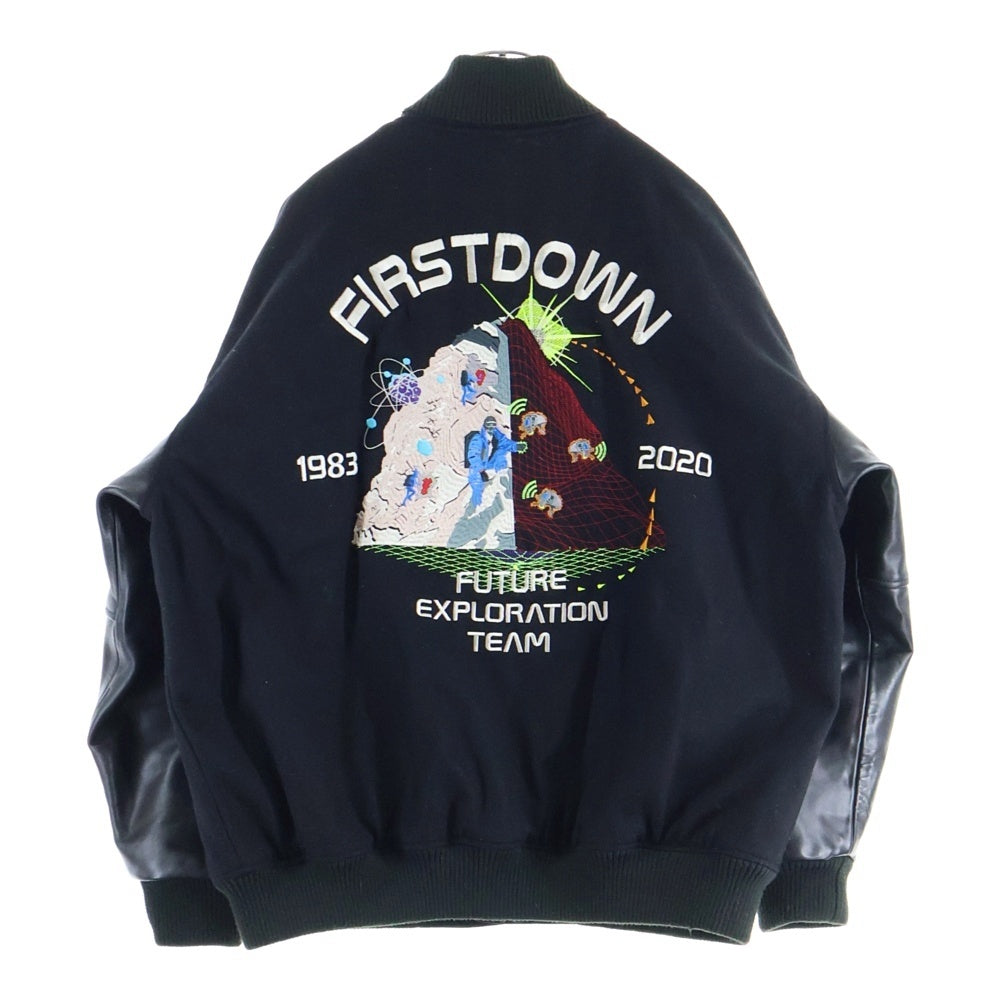 FIRST DOWN(ファーストダウン) 葵産業アーカイブ 刺繍 ウール スタジャン スタジアムジャケット ブラック 203-1504