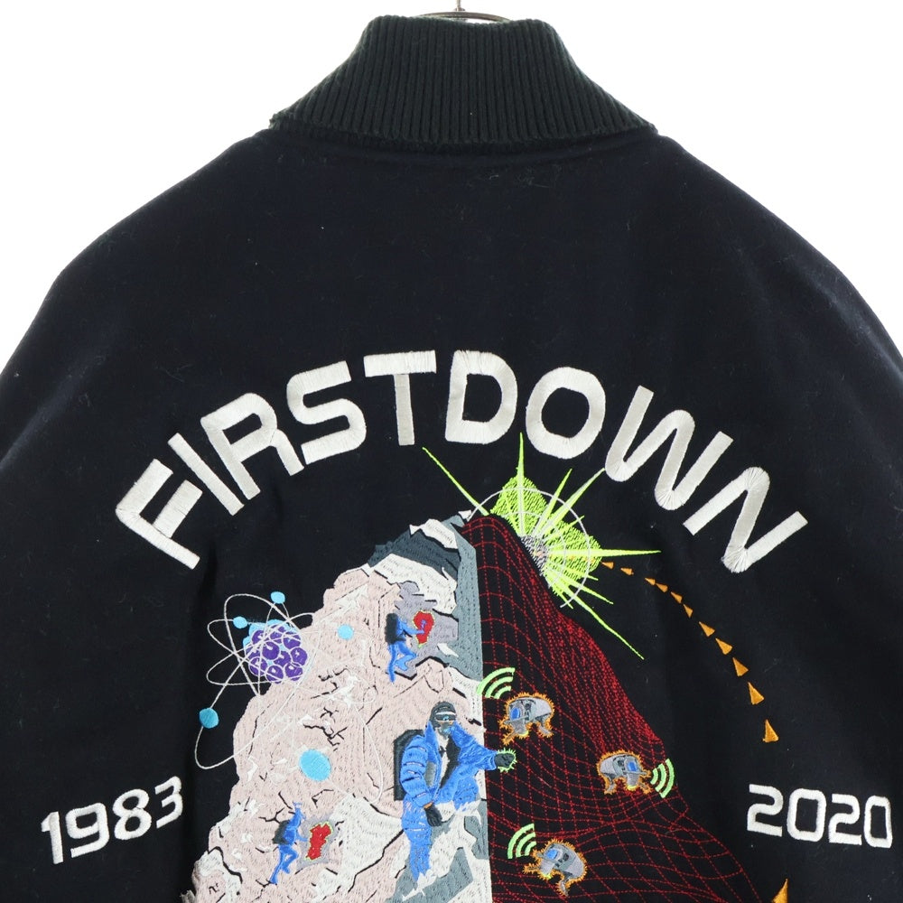 FIRST DOWN(ファーストダウン) 葵産業アーカイブ 刺繍 ウール スタジャン スタジアムジャケット ブラック 203-1504