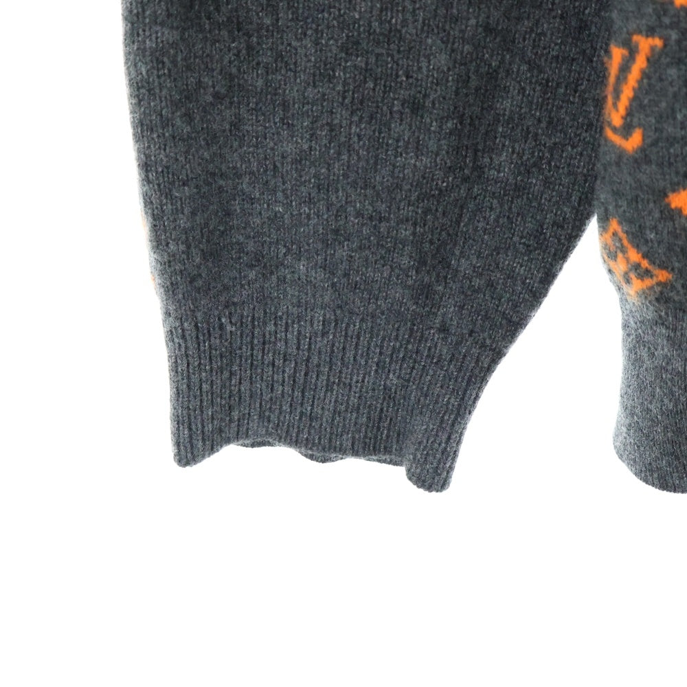 LOUIS VUITTON(ルイヴィトン) 19AW Half&Half Monogram Cashmere Crewneck Knit ハーフ&ハーフモノグラム クルーネック長袖ニットセーター グレー/オレンジ HGN41W