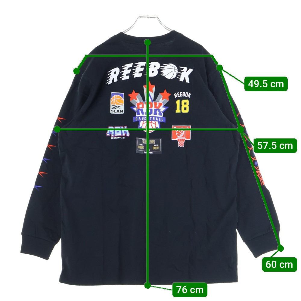 Reebok(リーボック) ×Black Eye Patch ×ブラックアイパッチ フロントプリント HI0474 長袖Tシャツ ブラック