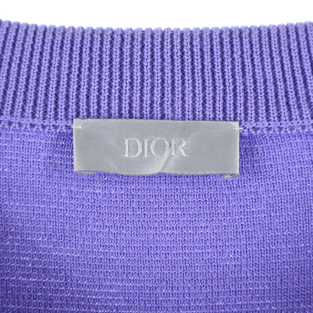 DIOR(ディオール) 21SS CDロゴ 素材切替サイドジップニットセーター ナイロン ウール パープル/ブラック