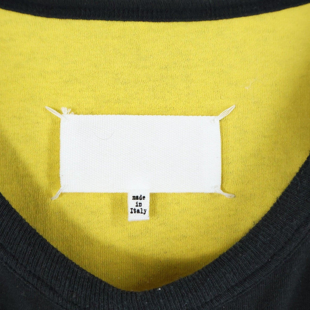 Maison Martin Margiela(メゾンマルタンマルジェラ) 白タグ フリンジ半袖Tシャツ 半袖カットソー ブラック/イエロー