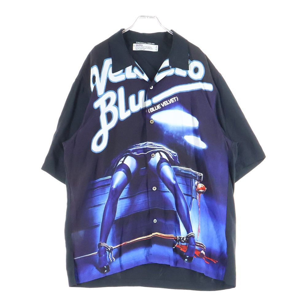 DAIRIKU(ダイリク) 25SS Blue Velvet Open Collar Shirt ブルーベルベットオープンカラー半袖シャツ25SS BV-2 ブルー/ブラック