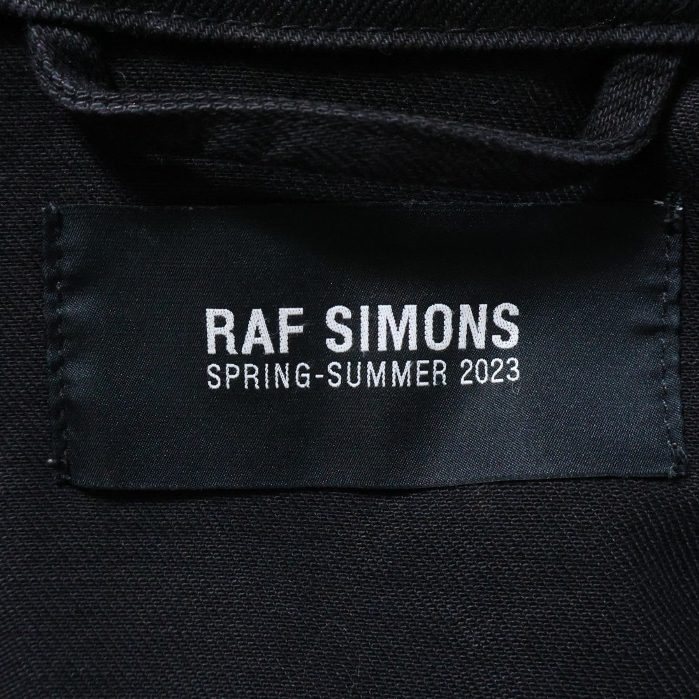 RAF SIMONS(ラフシモンズ) Big fit jacket with leather fringes and studs レザーフリンジ&スタッズ デニムジャケット 231-725 ブラック